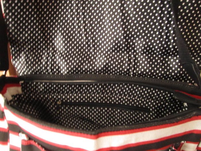 Red Stripe Satchel College Student Crossbody With Buckle Detail