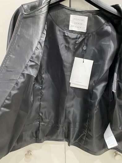 Danish designer womens brand Pieszak black lambs luxury leather jacket BRAND NEW