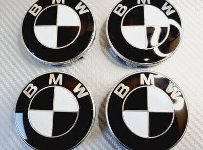 New Bmw Wheel Centre Hub Caps X 4 68mm Black White