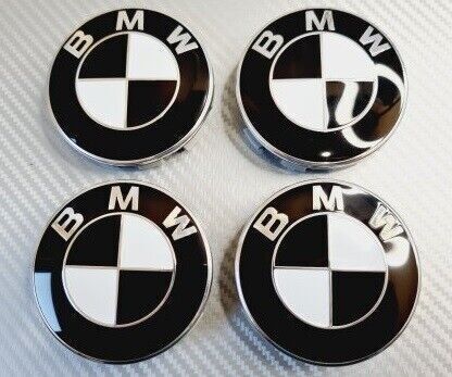 Bmw Wheel Centre Hub Caps X 4 68mm Black White