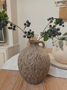 Vase with Two Blueberry Stems