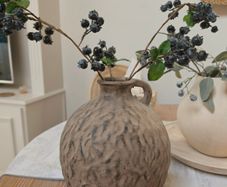 Vase with Two Blueberry Stems