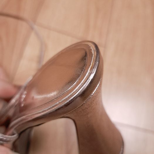 Zara Rose Gold Metallic Strappy Lace-Up Platform Block Heels 7UK/40EU