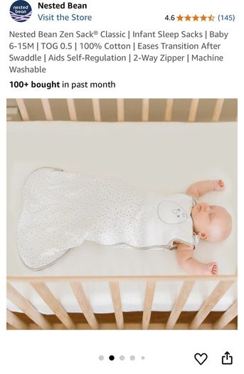 Nested Bean Weighted Sleep Sack Classic 6-15mo 0.5 TOG - Transition after swaddle