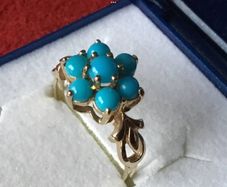 New 9ct Gold Turquoise Cluster Ring