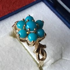 New 9ct Gold Turquoise Cluster Ring