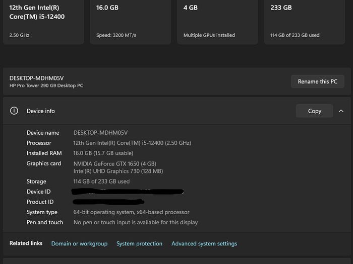 Hp Pro 400 G9 Sff/i5-12500/16gb Ddr4/256gb/gtx1650 (SWAP/TRADE)