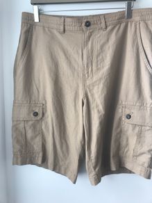 Mens Linen Blend Stretch Cargo Shorts waist 34 inches  - New