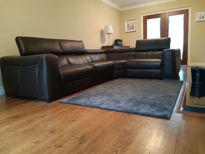 Leather Couch Corner Brown