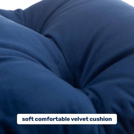 Foldable Footstool Foot Rest Stool Folding Footstools for Living Room Garden Balcony Velvet Leg Rest Sofa Small Ottoman with Metal Legs, Dark Blue