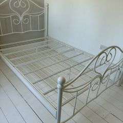 Small Double White Metal Bed Frame