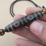 Vintage 3 Eyes Himalayan Tibetan Agate Dzi Bead Amulet Pendant Necklace Image 6