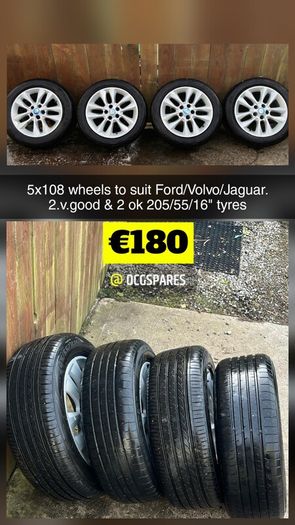 Various Sets & Singles of 5x108 Steel wheels & Alloys to Suit Ford , Volvo & Jaguar 15" 16" 17" 18" inch with 63.5 c/b @ OCG