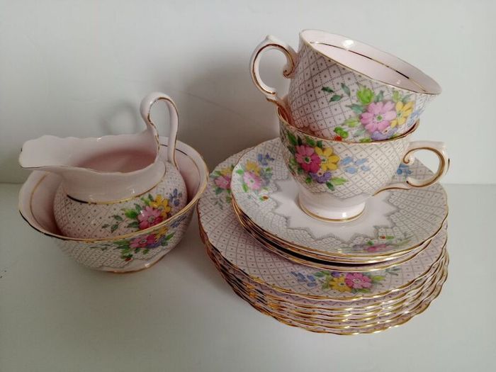 Vintage china tea set, Tuscan china , pink china lot