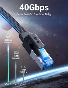 Ethernet Cable 5M, Cat 8 Internet Cable Flat High-Speed 40Gbps 2000Mhz Network Cable, Gigabit Braided RJ45 LAN Cable Patch Cord Compatible for PC/Laptop, PS5, Xbox, Modem, Router, Switch, TV
