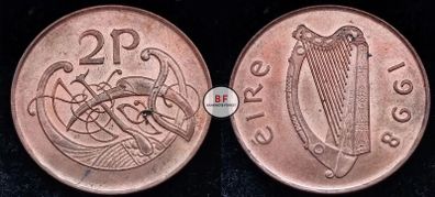 [#2292] - Ireland 1998 | 2 Pence | Irish 2p | KM.21a | UNC