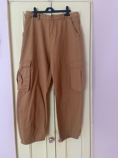 SHEIN WESTFADE Barrel-Leg Cargo Pants (Camel)
