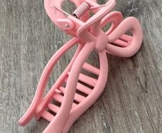 Pink Bow Outline Long Claw Clip