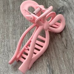 Pink Bow Outline Long Claw Clip