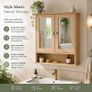 Bathroom Cabinet Mirror Double Door  Oak, Grey, White Image 5