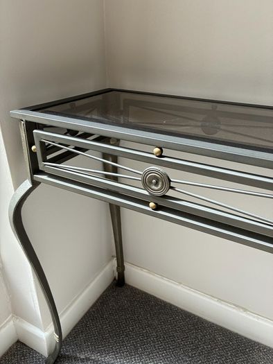 Large Quality Glass Top Console /Hall Table