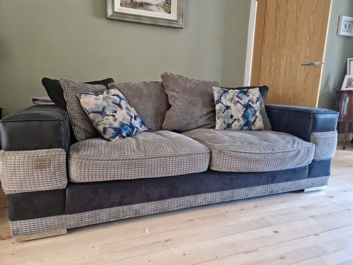 3 seater and two armchairs grey black