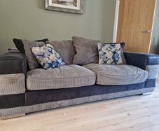 3 seater and two armchairs grey black