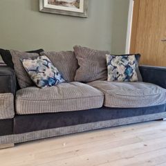 3 seater and two armchairs grey black