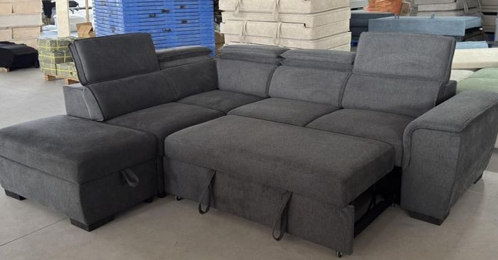 New Prague Grey Fabric Sofa Bed With Storage