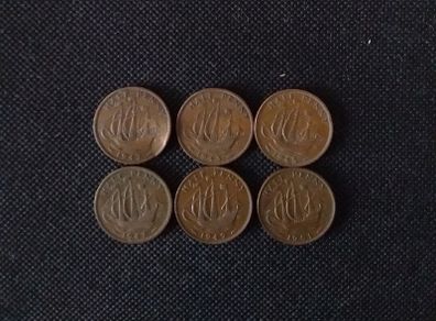 Collection of George VI - Pre-Decimal English Half Penny Coins (6)