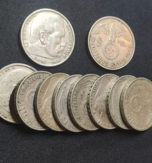 10 x 2 Reichsmark 1937-1939 - Random Mixed Lot, Duplicates Possible
