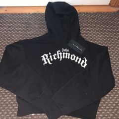 John Richmond black cropped hoodie