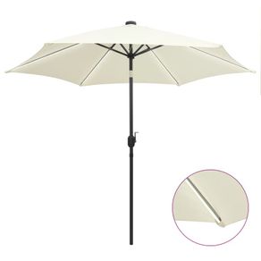 Parasol with LED Lights and Aluminium Pole 300 cm Sand White