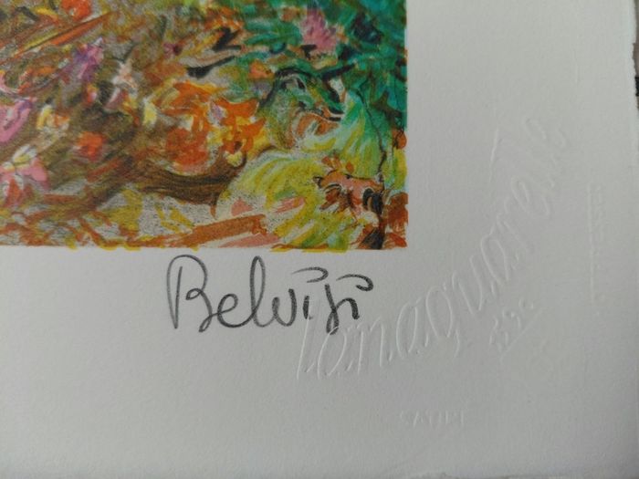 Limited Edition lithograph Le petit village provencal By Marcel Belvisi 241/250