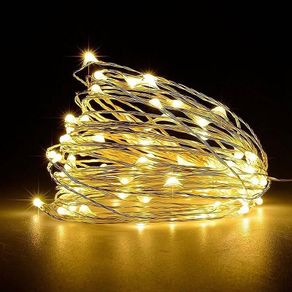 50 LED Battery Operated String Lights Copper Wire Light for Indoor Outdoor Lighting, Bedroom, Wedding Decor, Party, Christmas, Tree Decoration(5M/16ft 50Pcs/Warm White)