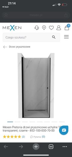 Pivot shower door - 1m wide - black