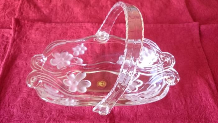 Vintage Original Waltherglas Germany 10 Inch Long Art Deco Glass Basket