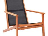 Garden Lounge Chair Black Solid Eucalyptus Wood and Textilene