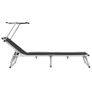 Folding Sun Loungers with Roof 2 pcs Aluminium&Textilene Black Image 2