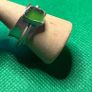 Handmade sterling silver spinner ring with green sea glass. Size M Image 2