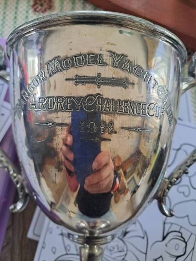 antique trophy 1911 pond boat Bangor silver plated vintage