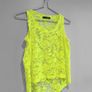 Pre Owned Primark Neon Yellow Floral Lace Tank Top Image 2
