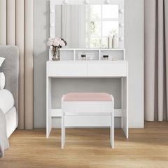 Dressing Table with LED Bulbs Mirror & Stool