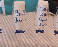 Personalised wedding glasses and hangers