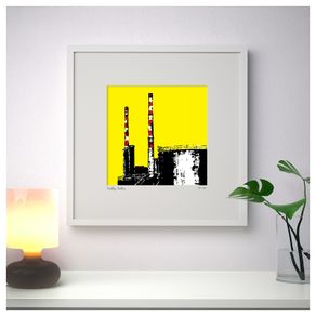 Yellow Poolbeg 1. Large Framed Print by artist Helen Mathews