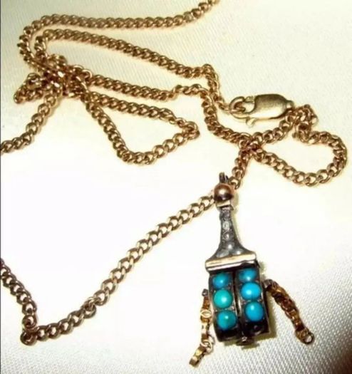Vintage 9ct Tibetan Prayer Wheel Pendant & 22" Chain