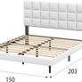 King Bed Frame, Easy Assembly, Sturdy Wooden Slat Support, Upholstered Platform with Headboard, No Box Spring Needed, White King Bed 150 by 200 Image 2