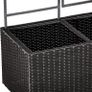 Wicker Trellis Rectangular Planter with Inner Plastic Liner, Three Buckets, 96.5 cm, Black Image 3