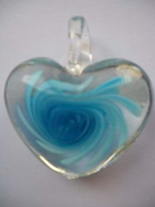 Heart pendant,Glass heart pendant,Turquoise heart