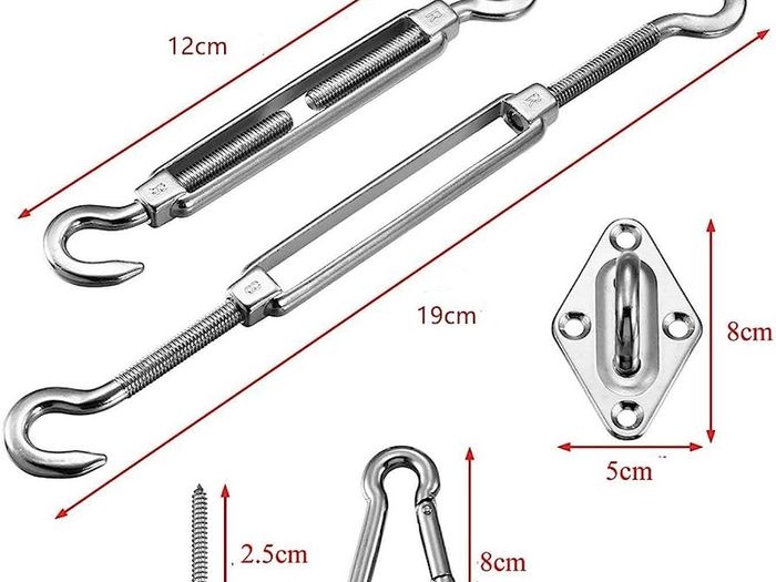 Sun Shade Sail Fixing Kit for Square and Triangle, Rectangle, 316 Stainless Steel Fixing Hardware Accessories Kits with Screws, Deck Garden Lawn Patio